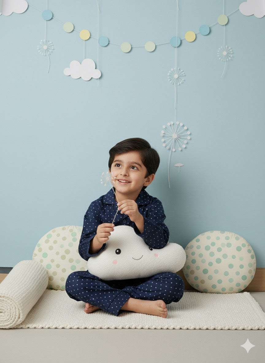 Navy Blue Polka