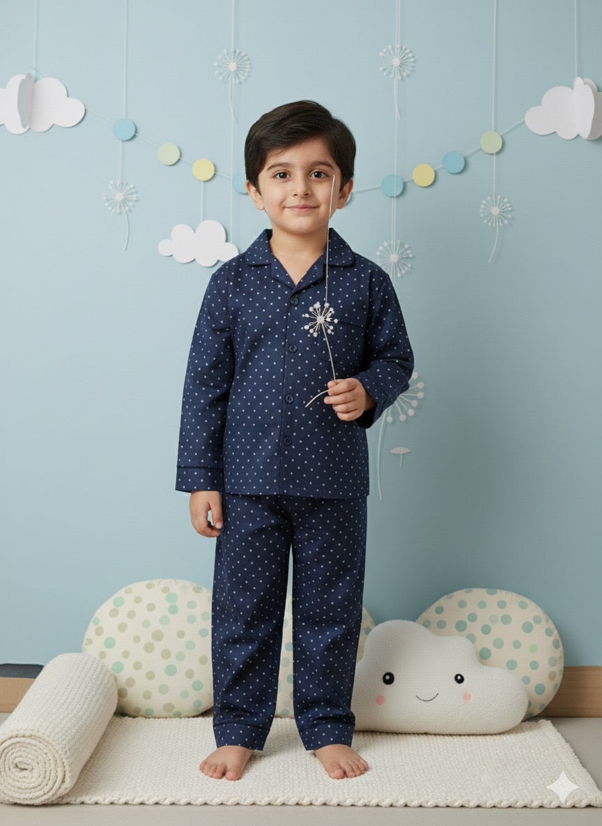 Navy Blue Polka